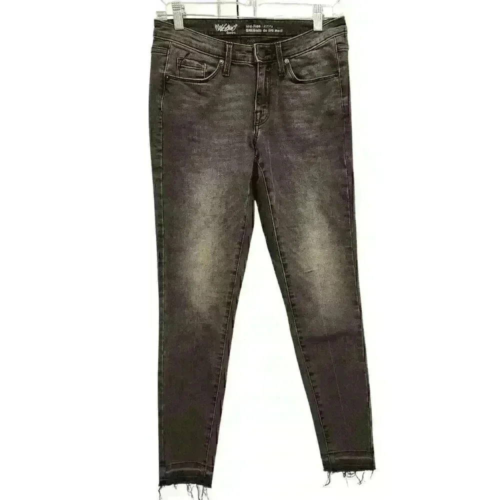 Mossimo Women's Mid-Rise Dark Wash Frayed Hem Skinny Jeans